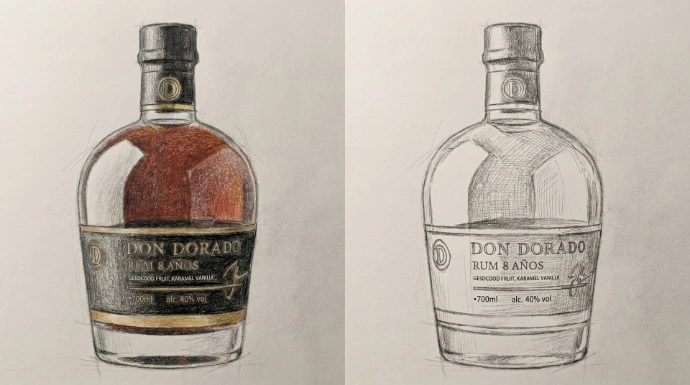 Het merkconcept van Don Dorado draait om goud, diepte, warmte en premium rumbeleving.
