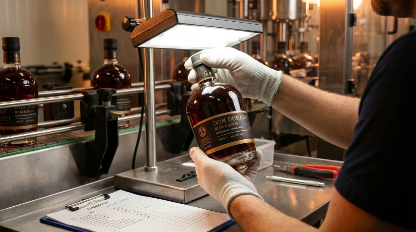 Botteling van Don Dorado Rum 8 Jaar door Brouwhoeve Distilleerderij
