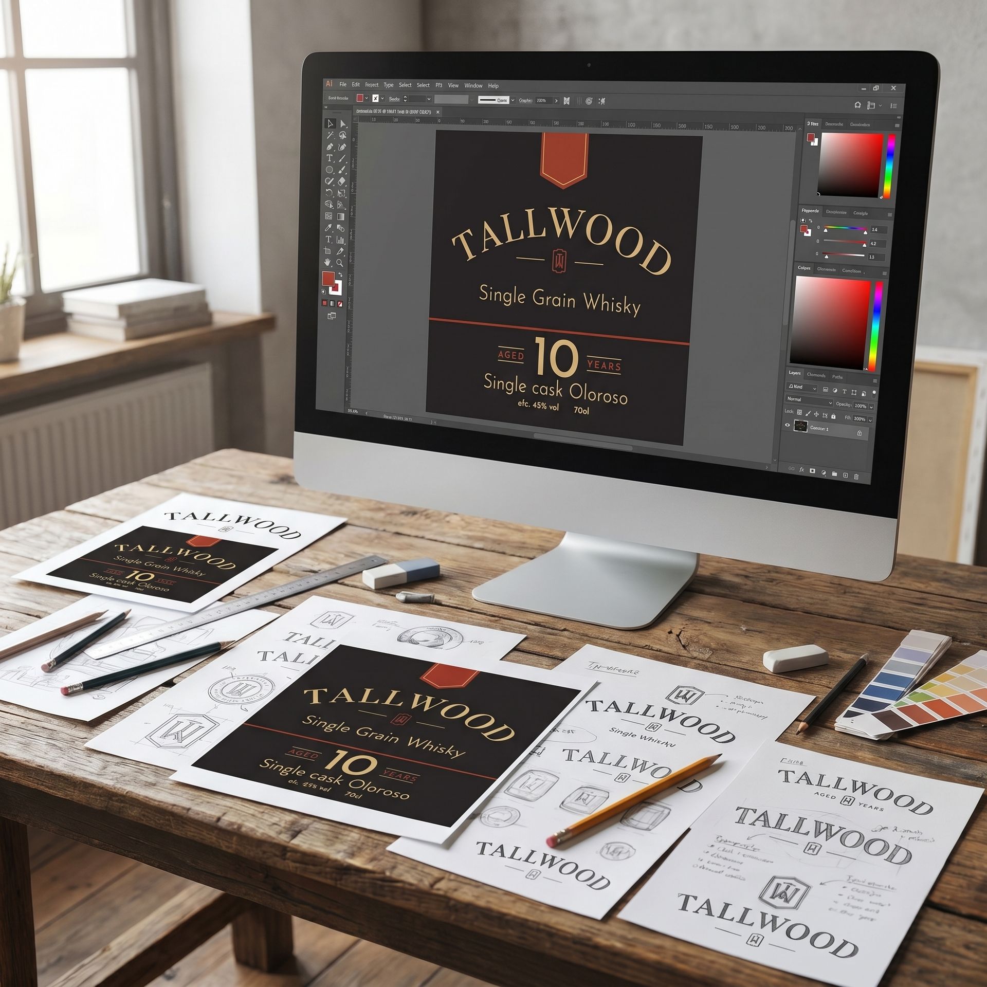 Tallwood Whisky merknaam en etiket ontwikkeld door Newspirits