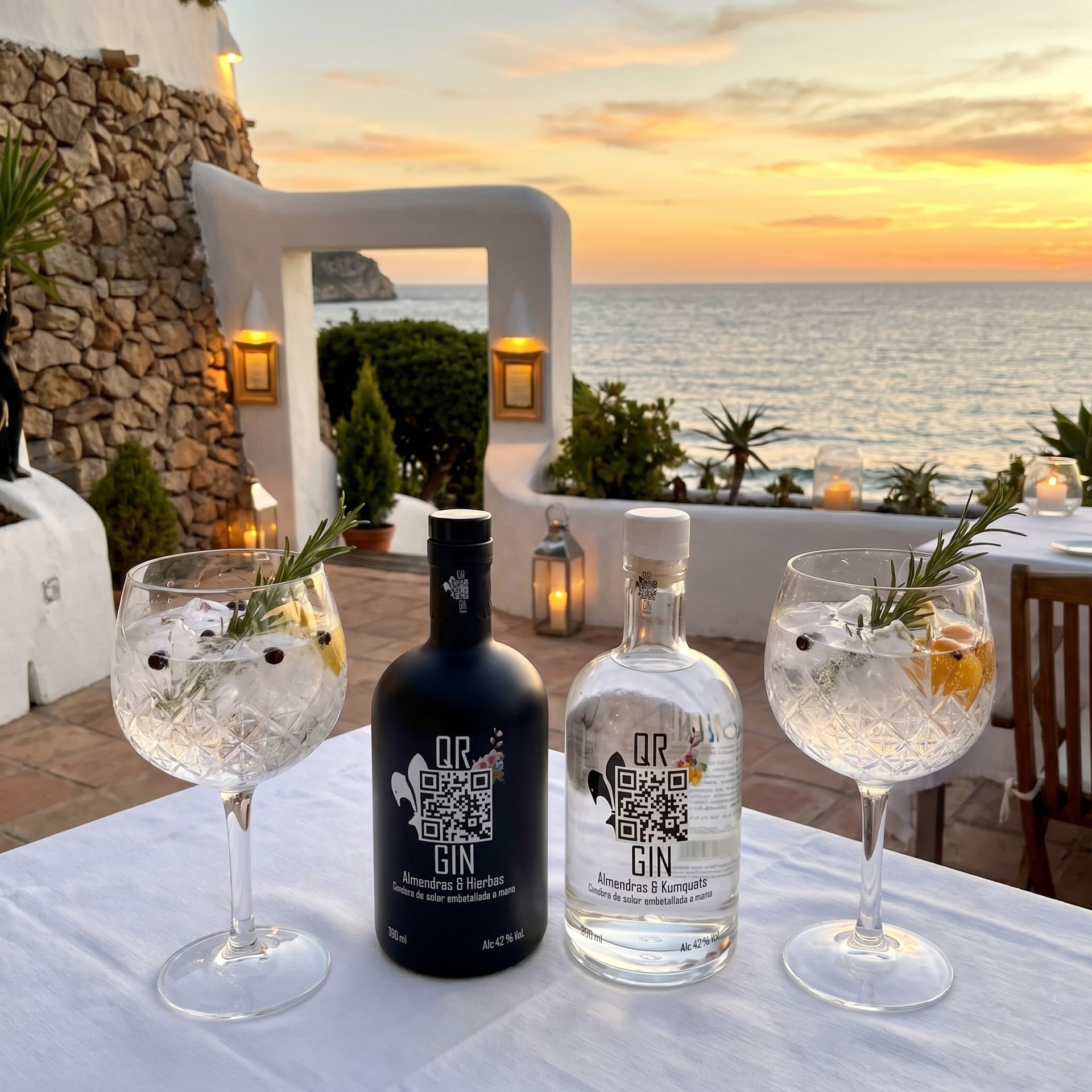 QR Gin private label gin voor Restaurant Le Dauphin in Moraira ontwikkeld door Newspirits