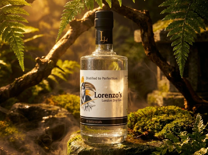 Premium flesontwerp en branding voor Lorenzo’s Gin door NewSpirits drankenbranding agentschap.